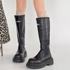 Simple letter thick heel boots women's autumn and winter fashion retro style thick-soled leather boots tall knight boots long boots