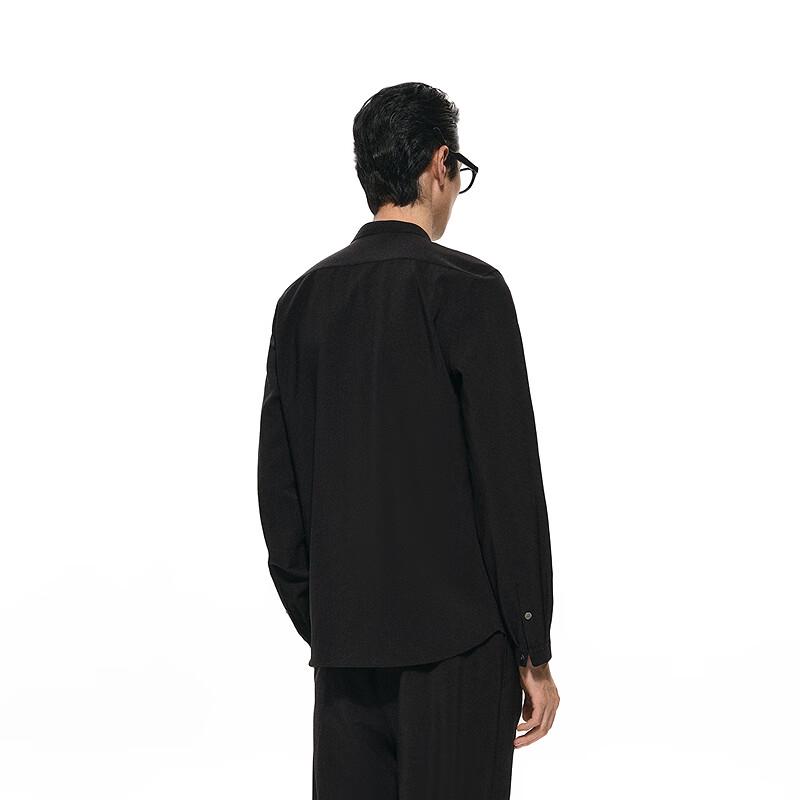 CROQUIS Men's Slim Fit Stand Collar Long Sleeve Shirt