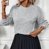 2026 Autumn/Winter Women's Solid Color Flower Sweater - Round Neck & Long Sleeve