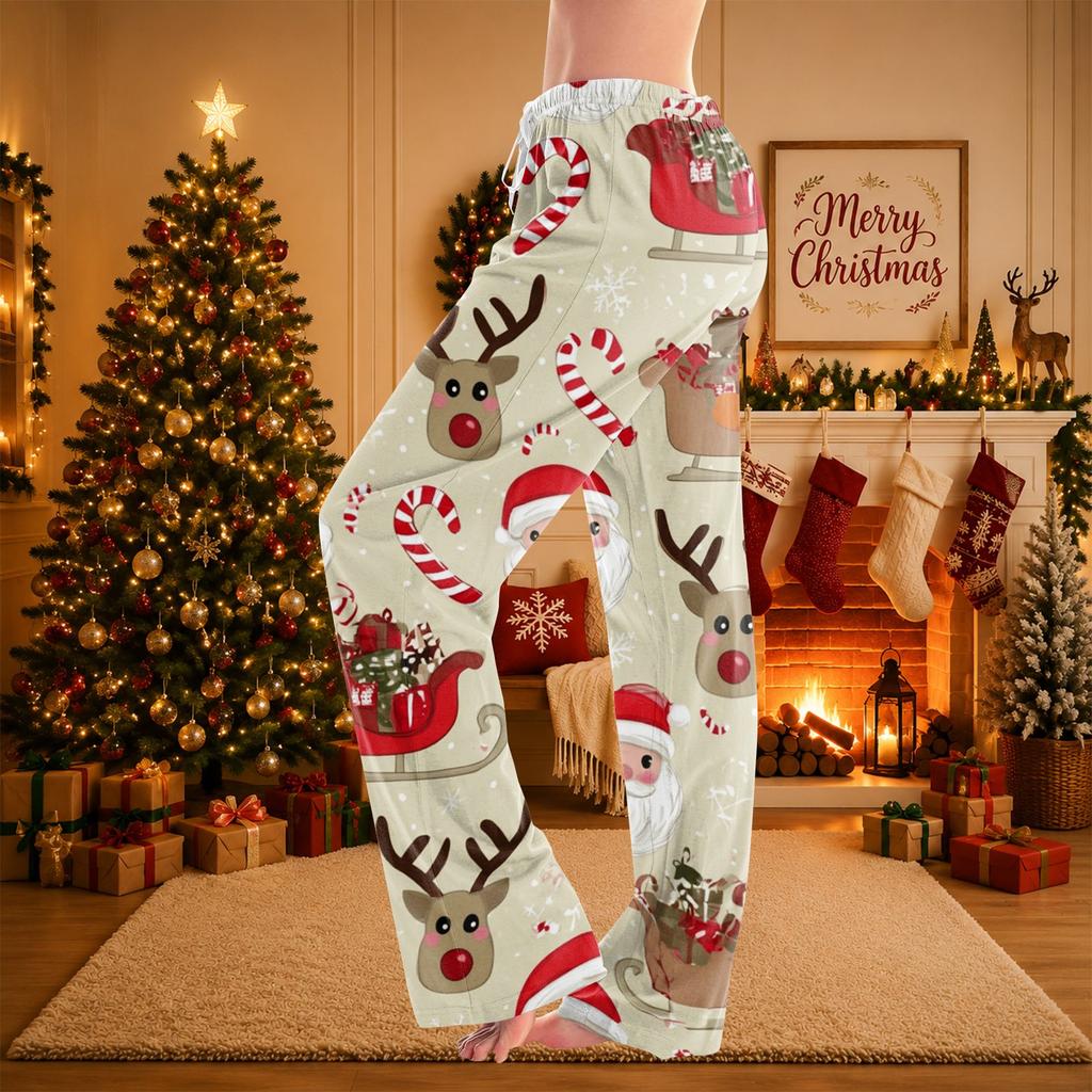 Women's Christmas Print Casual Pants for Holiday Festive Wear
