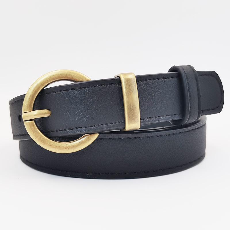 Small Two-piece Pin Buckle Imitation Leather Belt for Women's Dress Decorative PU Belt