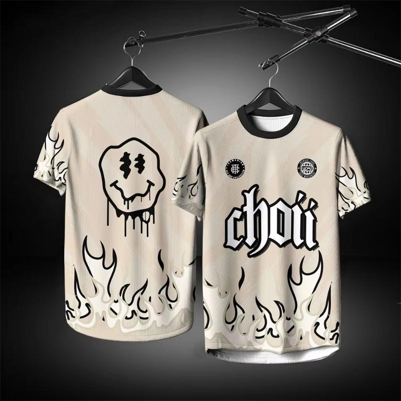 Summer Men's T Shirt Fashion Sport Wear Casual Short Sleeve Soccer Tops Loose Trendy Male Oversized Clothing