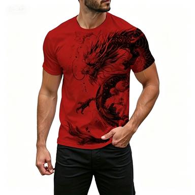 Retro Men's T-shirt Cool Animal Pattern 3D Printing Summer Short Sleeved T-shirt Fashionable Top T-shirt