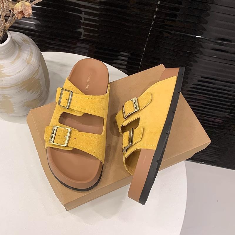 

Stepping on shit feeling thick bottom Birkenstock cool slippers women s summer wear fashion 2025 new women s high-end beach one-word drag 40