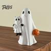 Handcrafted Ghost Statues Halloween Resin Figurines, Cute Spooky Statue for Garden Farmhouse Bookshelf Tabletop, Fall Home Decoration Decorations