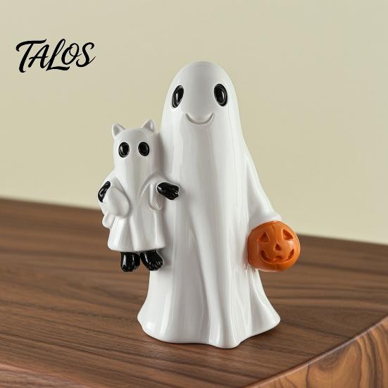 Handcrafted Ghost Statues Halloween Resin Figurines, Cute Spooky Statue for Garden Farmhouse Bookshelf Tabletop, Fall Home Decoration Decorations