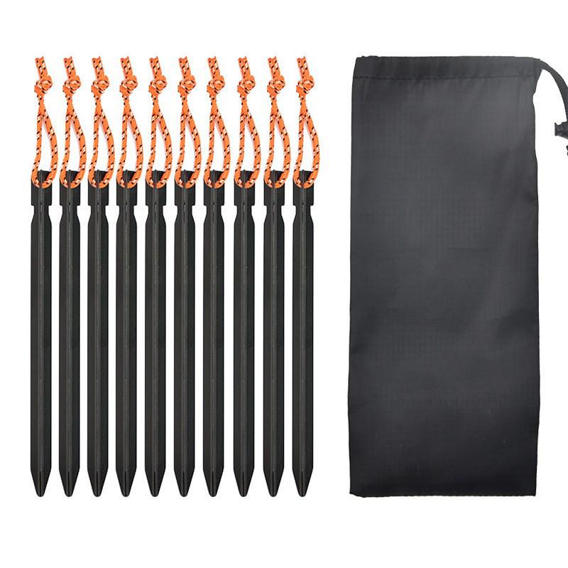 Ultra-light Aluminum Camping Tarp Set: Tent Stakes, Windproof Rope & Buckles, 18cm Triangular Ground Stakes