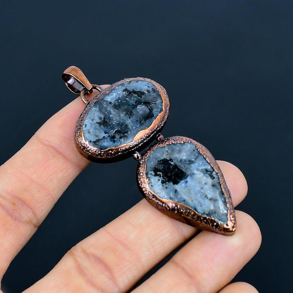 Larvikite Pendant Handmade Gemstone Jewelry, Copper Electroformed Pendant ,Unique Design Jewelry Pendant