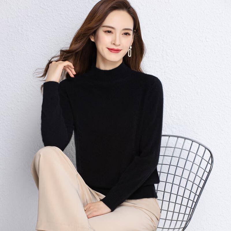 Women's Semi-Turtleneck Solid Knit Sweater