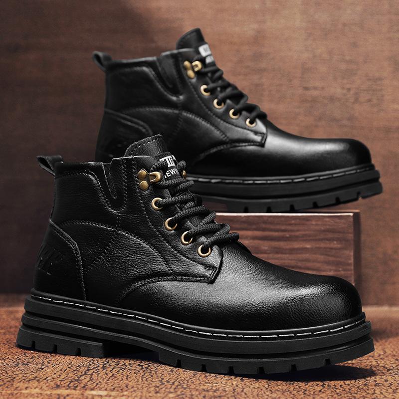 Outdoor Casual Leather Platform Couple Wear-Resistant Martin Boots