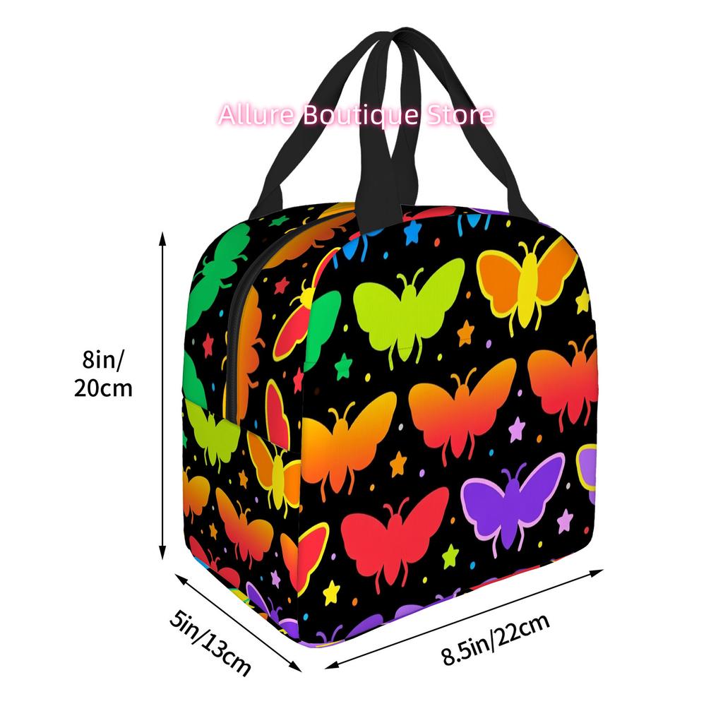 1pc, Colorful Butterfly Pattern Printed Thermal Bag, Insulation Bag, Insulated Bag, No Food Contact, Suitable for Home, Restaura