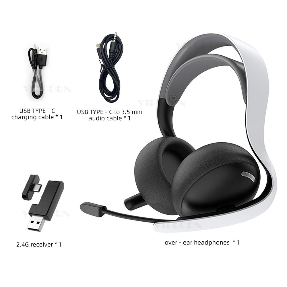Wireless Gaming Headset For PS5 2.4G Bluetooth 5.4 Game Headphones For PC Switch PS4 Android iOS With Noise Cancelling Mic