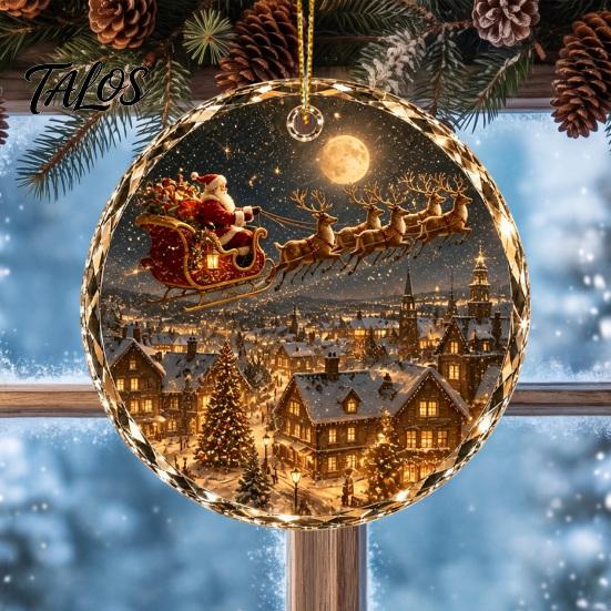 Christmas Landscape Ornament Scene Acrylic for Holiday Tree Decor, Decorative Festive Hanging Keepsake Party And Seasonal Home Decorations Artistic