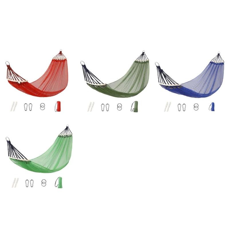 Outdoor-Campinghängematte für Entspannung im Hinterhof und im Garten, Atmungsaktives Netzbett mit Tragetasche