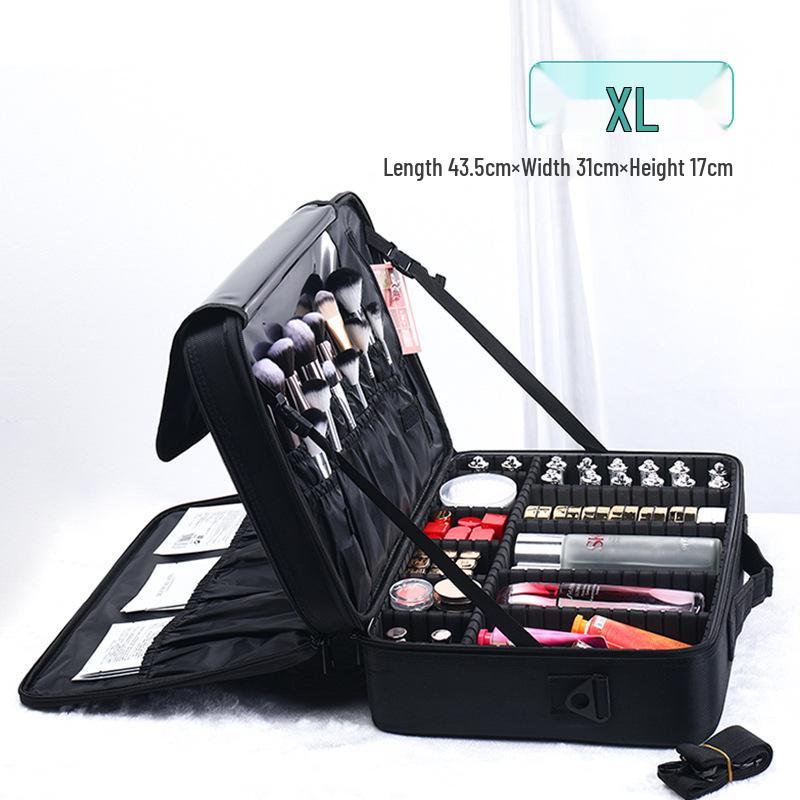 Cross-Border Large-Capacity Double-Layer Makeup Artist Bag with Partitions
