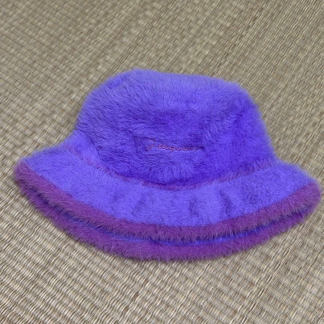 Used JACQUEMUS Fur Bucket Hat Purple 56