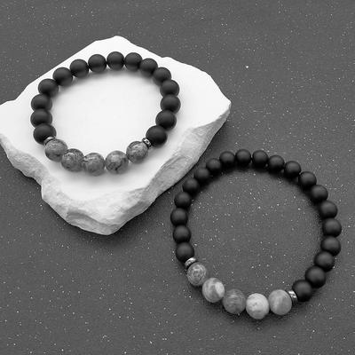 Korálkový náramek pánský, náramek z černého achátu dominantní společenská osoba student pár náramek dámský