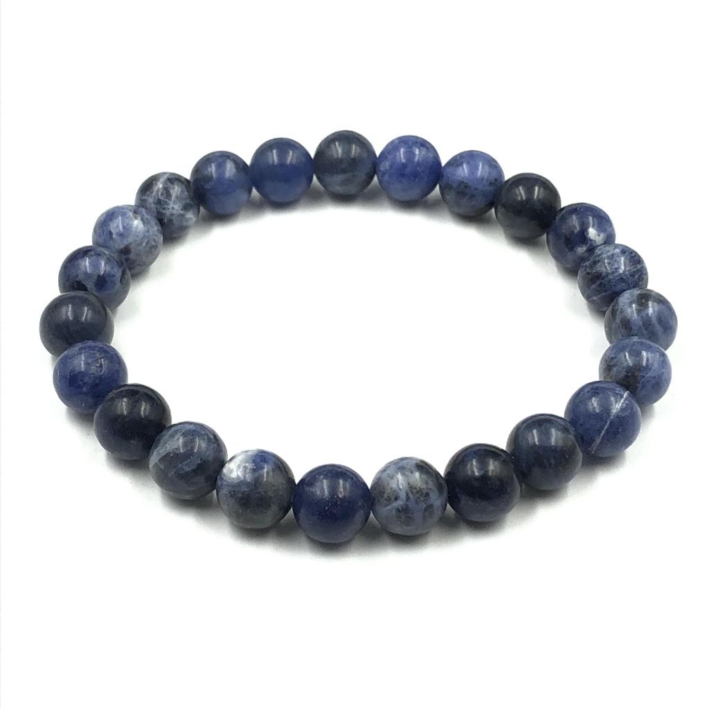 8mm Natural Sodalite Gemstone Handmade Round Beads Jewelry Designer Stretch Bracelet 7.5" For Husband/Wife RBB-25