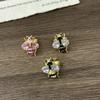 Punk Rhinestone Bee Ring Enamel Design Colorful Bee Ring Trendy Vintage Bee Ring  Casual Wear