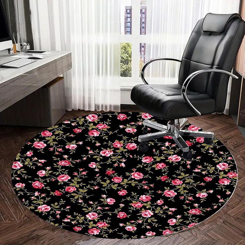 1pc Office Carpet Chair Mats Vintage Pink Rose Floral Pattern Perfect for Decorating Office Chairs, Living Rooms, Or Bedrooms.YDT177