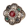 Vintage Women Hollow Floral Rhinestone Statement Ring Jewelry Party Cocktail