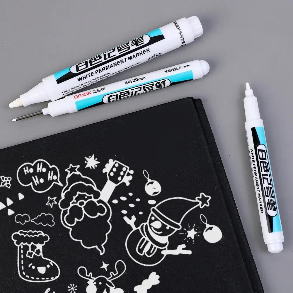 3Pcs Oily White Marker Pen Graffiti Pens Waterproof Permanent Gel Pencil Tire Notebook Glass Painting Pen 0.7mm 1mm