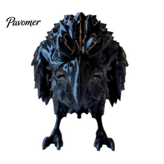 Small Bird Statues for Shelf 3D Printed Crow Ornament, Realistic Gothic Black Raven Unique Holiday Gifts Friends Figurine, Halloween Theme Bookshelf
