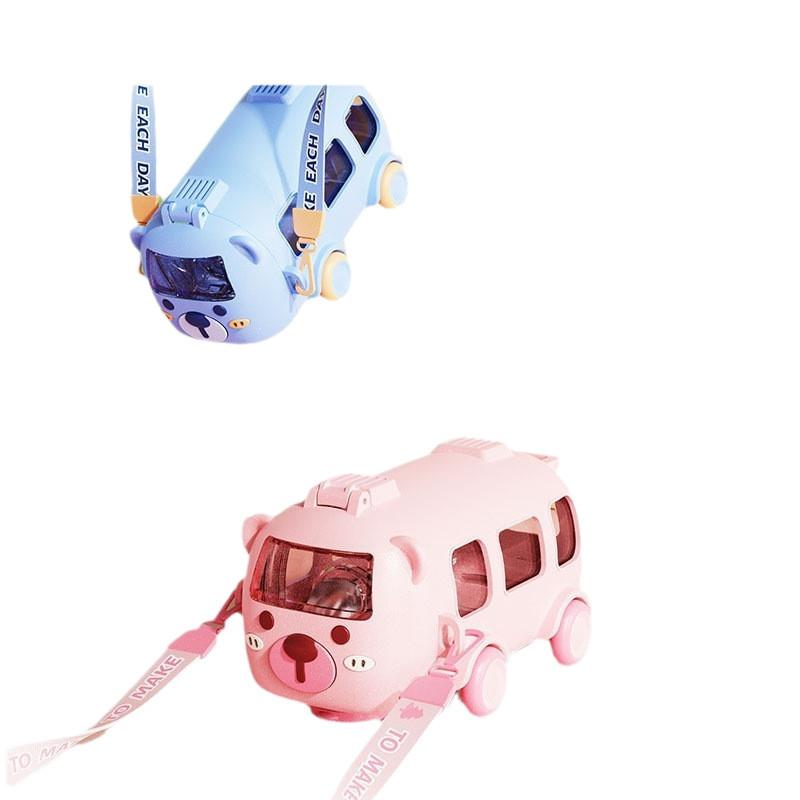 Baby Bus Cartoon Kids Plastic Drinking Cup With Straw And Leakproof Design For School And Party
