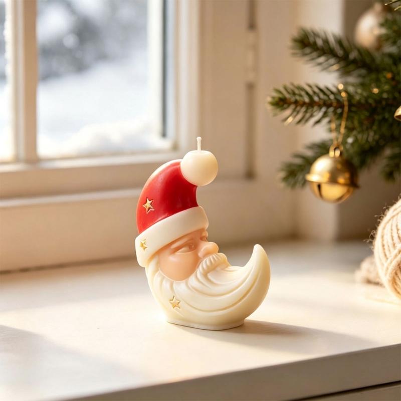Moon Design Candle Making Form for Christmas DIY Candle Projects, Flexible Shape Tool for Seasonal Home Display and Present Making
