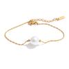 Yhpup Stainless Steel Imitation Pearls Round Chain Bracelet Bangle Fashion Chic Charming Wrist Jewelry Accessories Gift