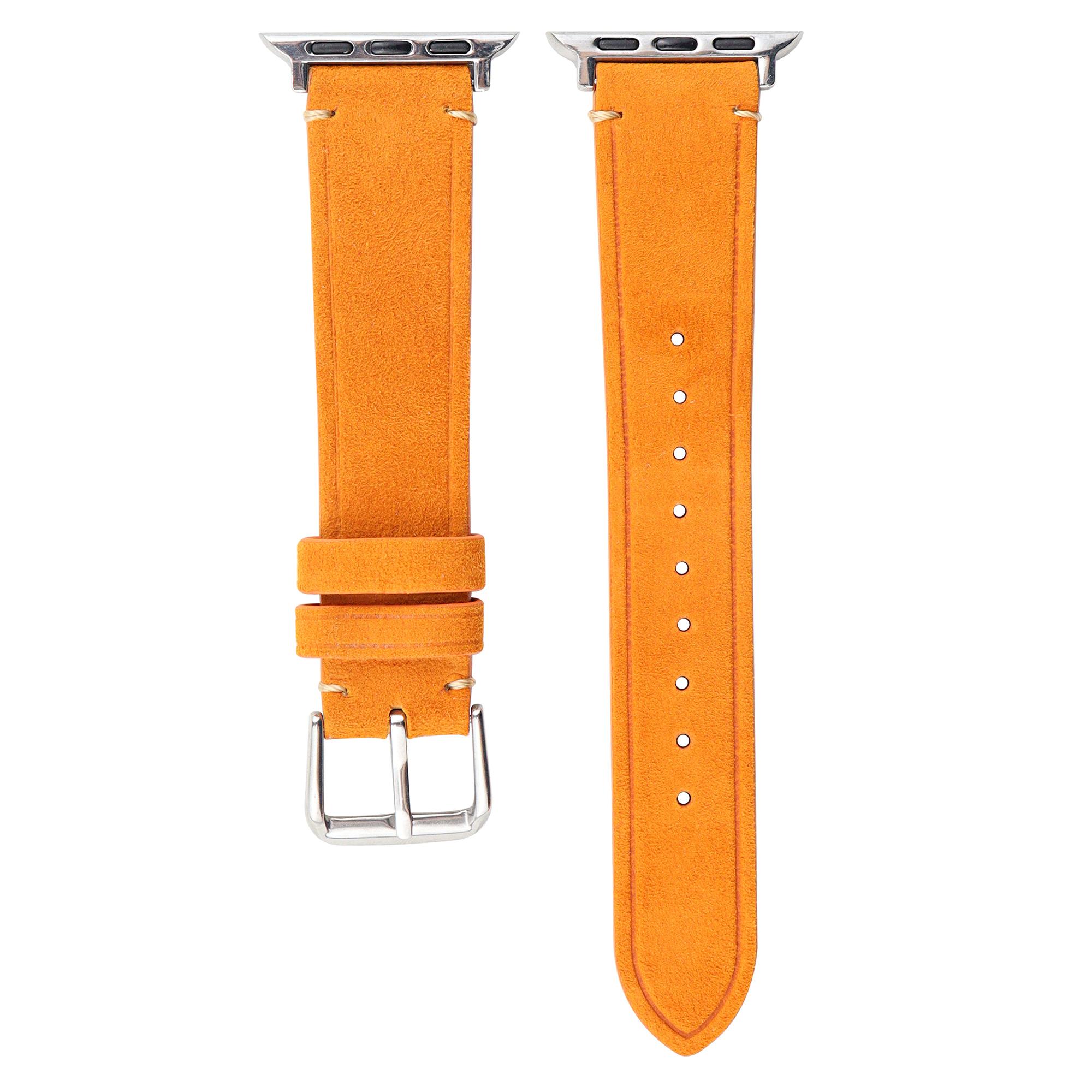

For Apple Watch Series 10 46mm/Ultra 2 Ultra 49mm/Series 9 8 7 45mm/6 5 4 SE (2023) SE (2022) SE 44mm/3 2 1 42mm Textured Leather Watch Bands Orange
