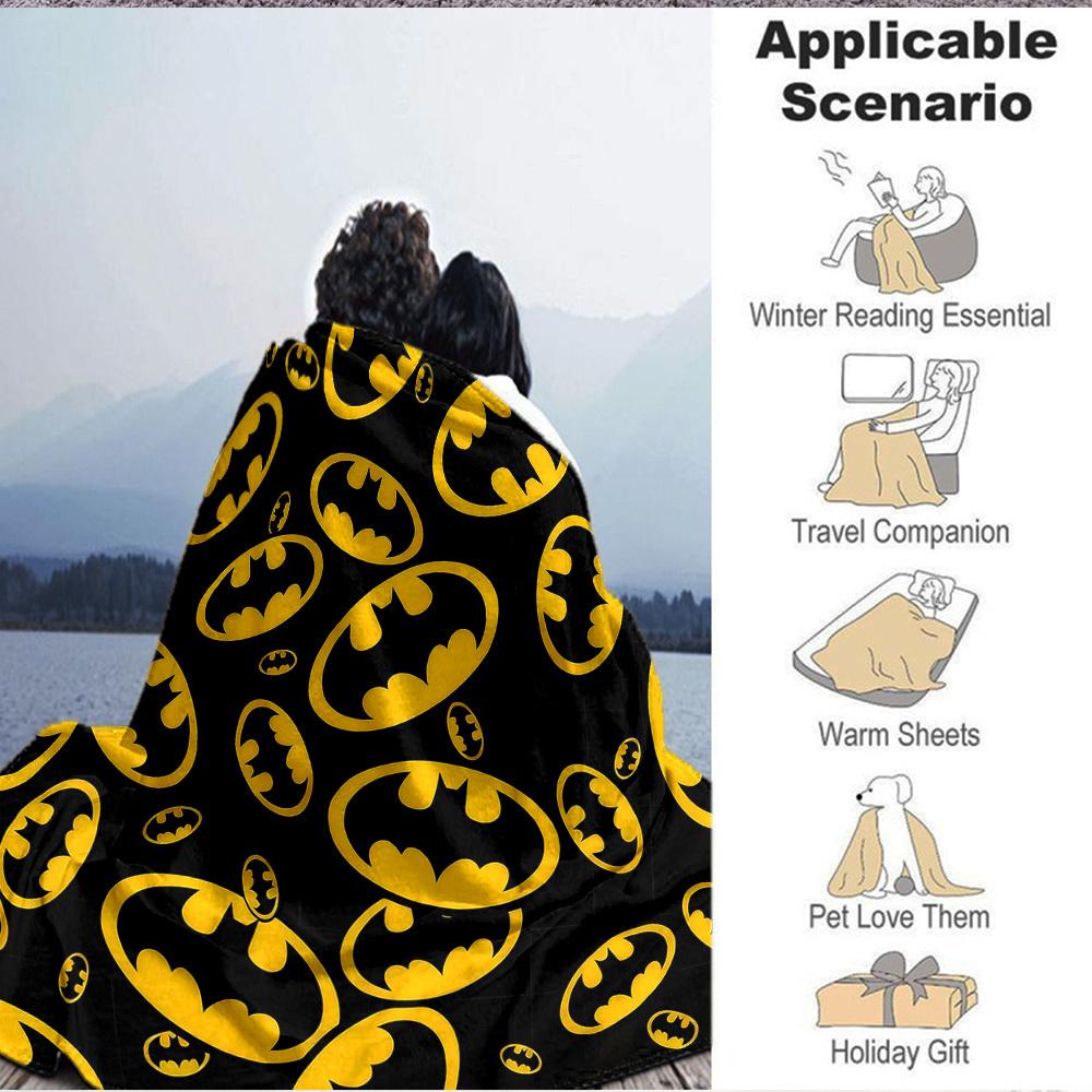 1pc Batman Flannel Throw Blanket - HD Printed Lightweight Soft Warm All-Season Blanket for Sofa, Bed, Travel, Camping 107