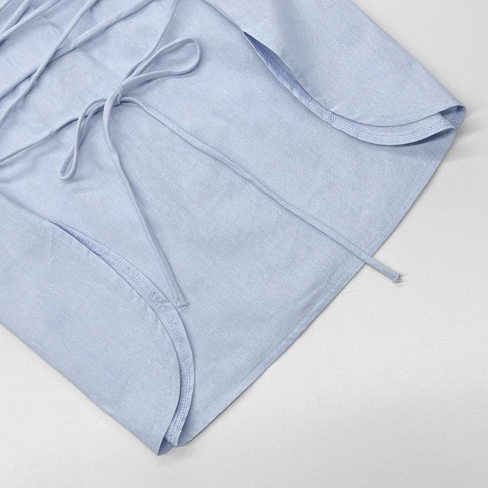 Elegant Women's Lace-Up Woven Shirt - Spring/Autumn French Casual Style