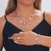 Elegant Pearl Rhinestone Flower Jewelry Set: Necklace, Earrings & Bracelet for Weddings & Banquets