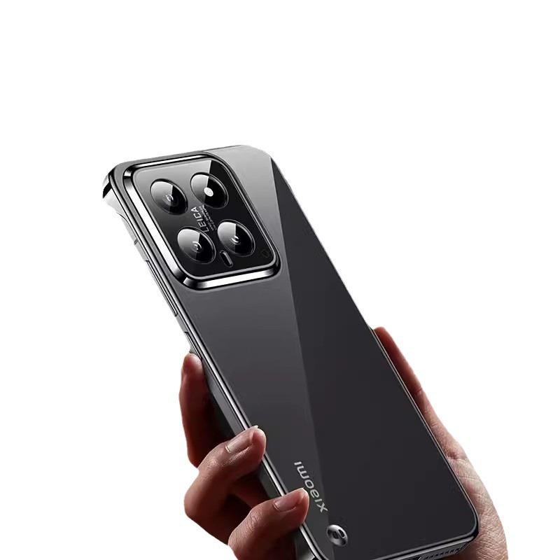 

Suitable for Xiaomi 14 Ultra Mobile Phone Case Electroplated Frameless Lens Full-pack Redmi K70E Transparent Ultra-thin Hard Cover Xiaomi 14Ultra чорний