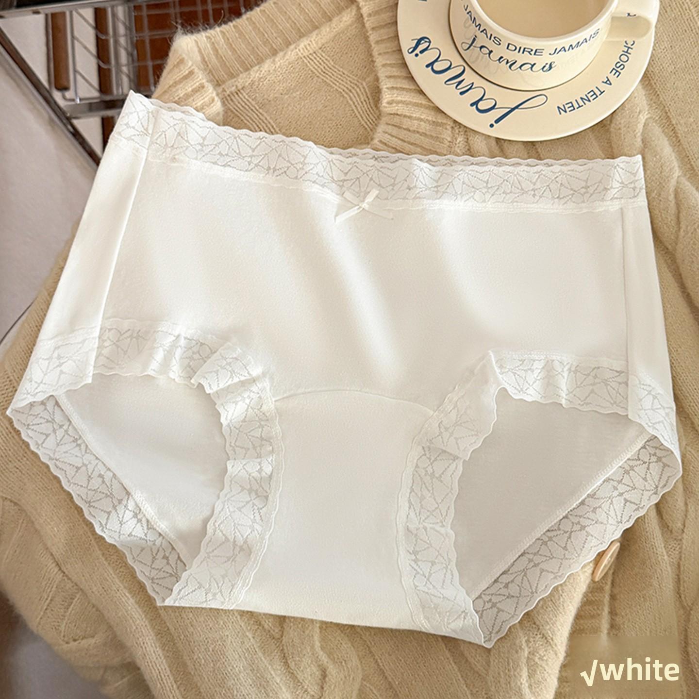 Ladies Summer New Sweet 10A Antibacterial Cotton Extended Middle Waist Triangle Briefs M белый