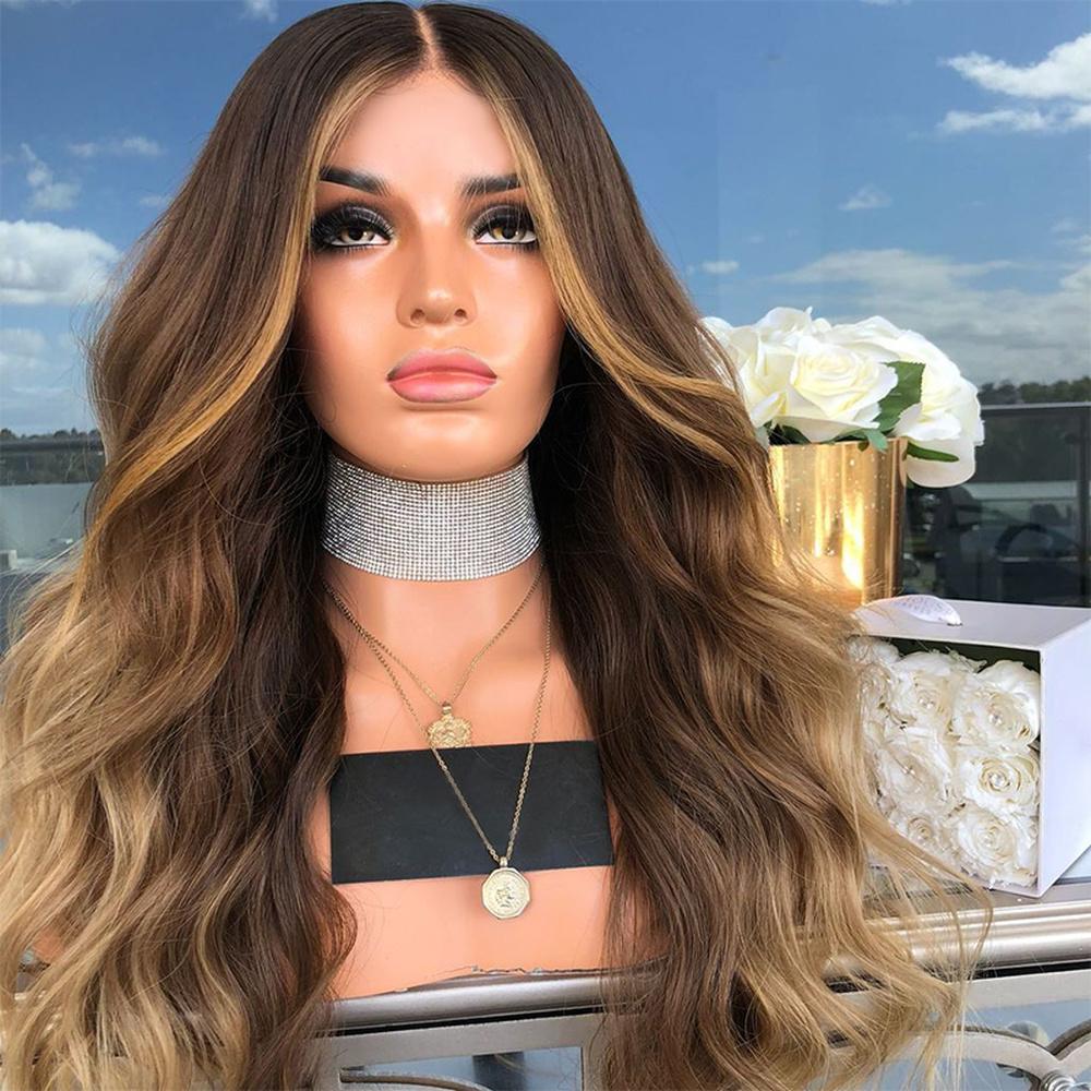 Buy Women Brown Highlights Ombre Blonde Long Curly Wigs Lady Natural Wavy  Hair Wigs at affordable prices — free shipping, real reviews with photos —  Joom