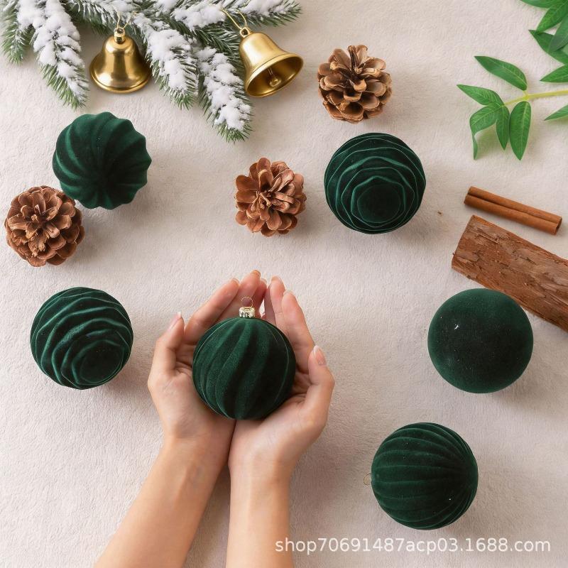 6CM8CM Christmas Tree Ornaments Shaped Swan Flannel Plastic Balls Christmas Ornaments Flocking Christmas Balls