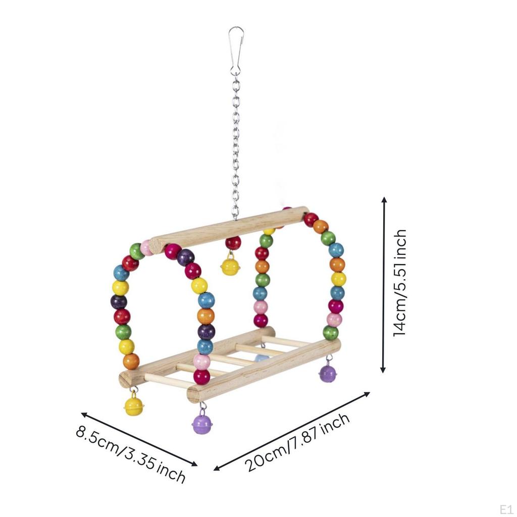 Bird Cage Toy with Bells Hanging Perch and Walkway Pet Supply for Parakeets, Small Birds,