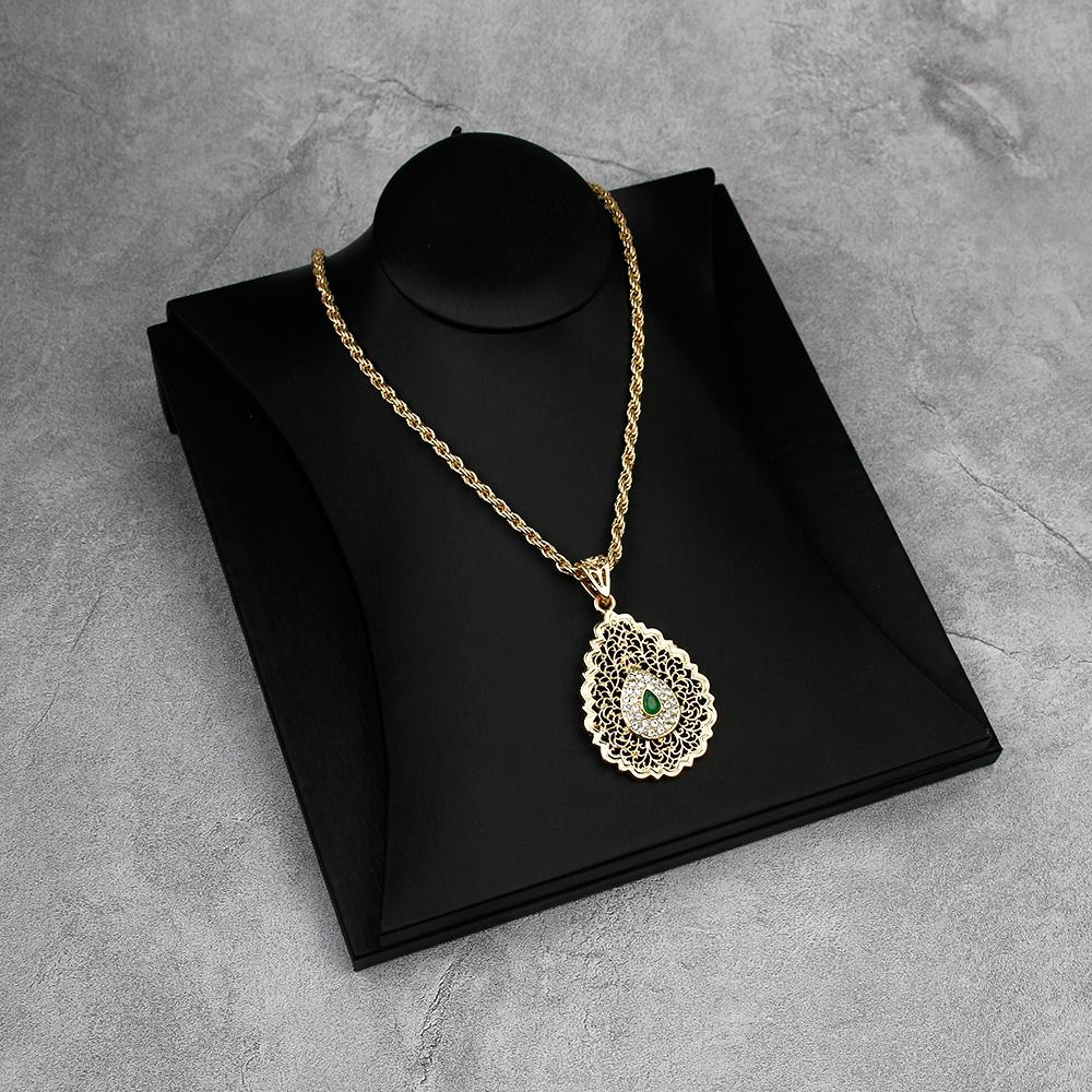 Collier pendentif couleur or pour femmes, Long collier creux en métal, feuille Arabesque, chaîne, bijoux de mariage pour mariée, nouvelle collection