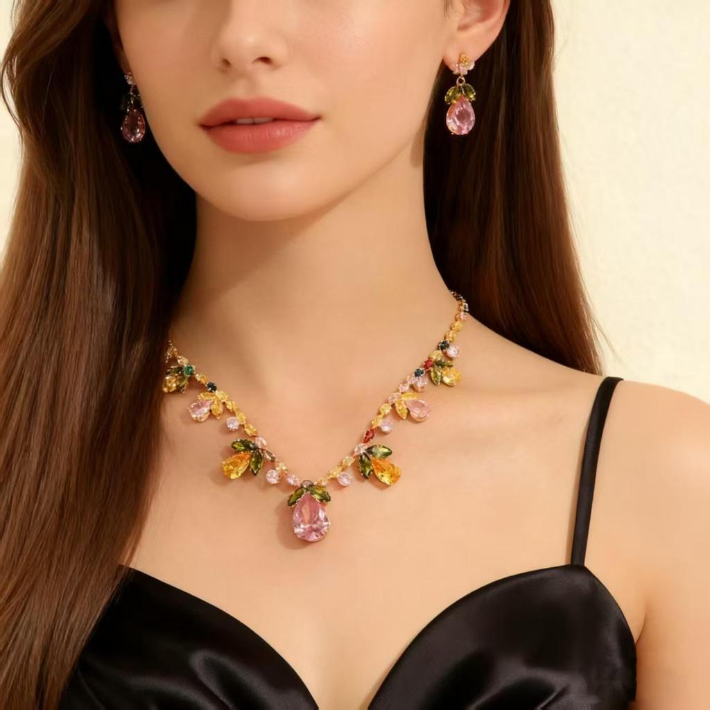 Sparkling Diamond Bridal Necklace & Earrings Set for Wedding and Evening Dress