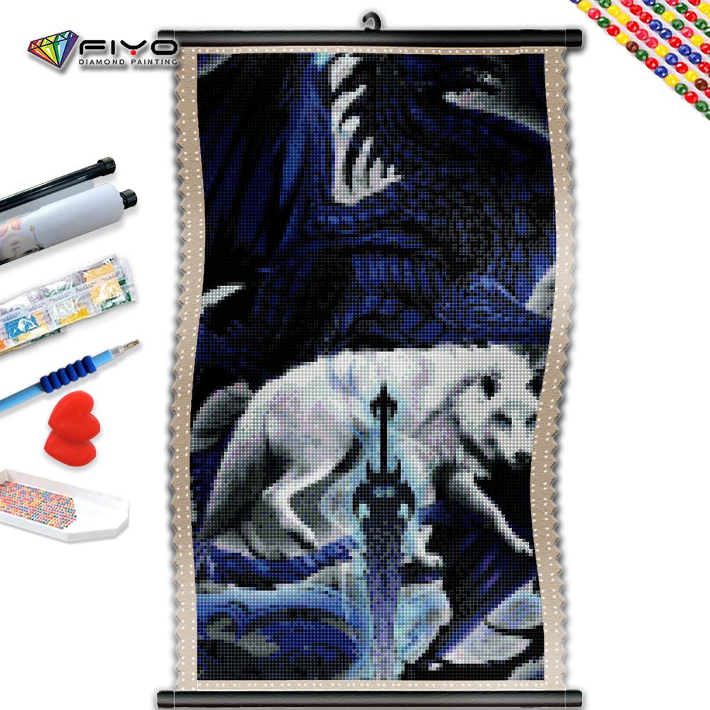 

5D DIY Рамка Алмазная картина Белый Волк Меч Полный дрель Квадратная вышивка Животное Мозаика Рождественский подарок Украшение для дома