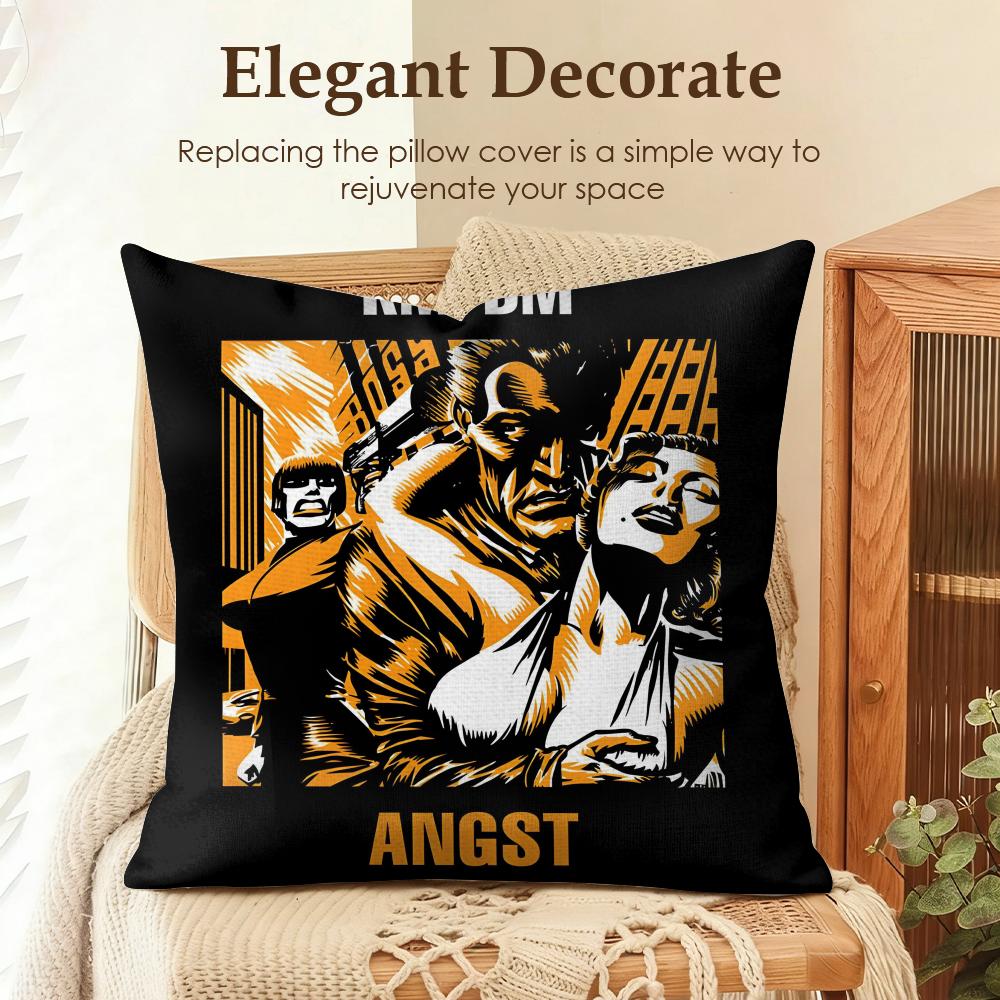 Band KKmfdm Cushion Cover Natural Linen Organic Fabric DoubleSided Printing Sofa Home Decor Gift Pillow Case
