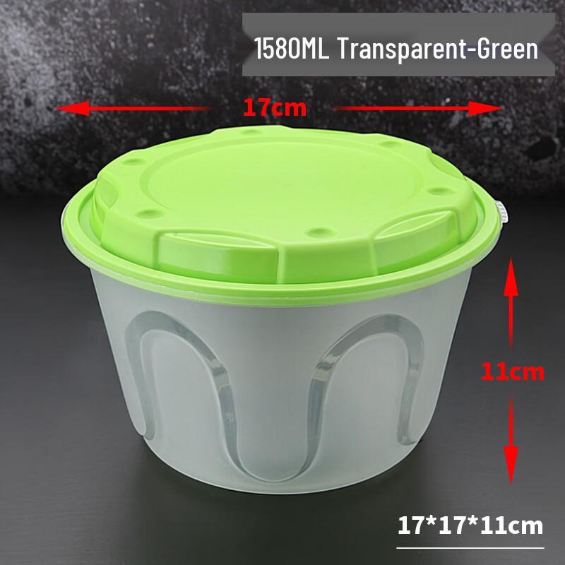 Handun Disposable Round Takeaway Containers with Locking Green Lids