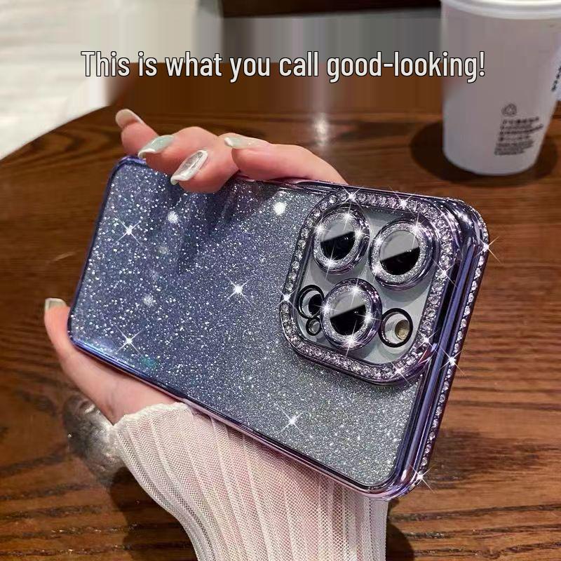 iPhone 15 Rhinestone Glitter Case for Apple 14 Pro Max, Gradient Full Coverage Soft Shell for iPhone 11, XR, 13.