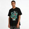 Vintage Skeleton Surfer Print T-Shirt Summer Beach Vacation Top Pure Cotton T-shirt