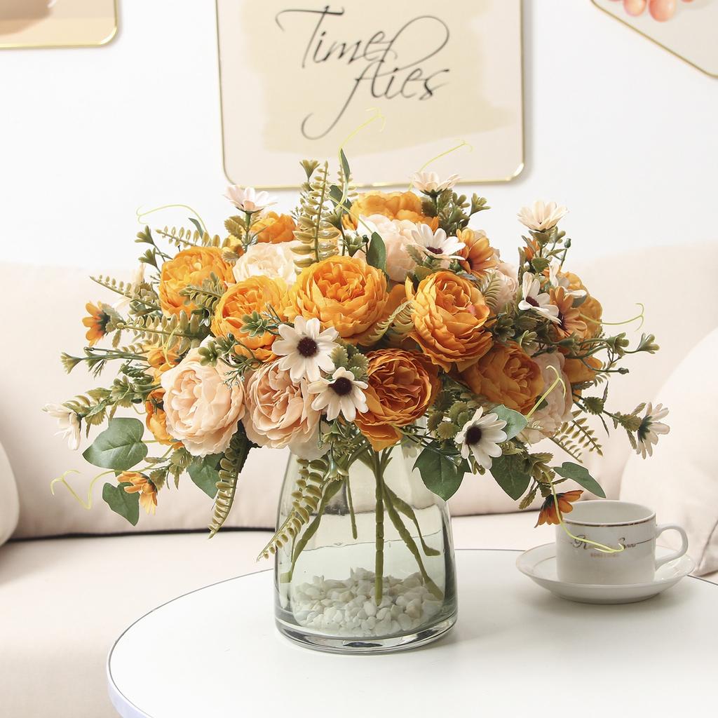 Artificial Flower Bouquet Realistic Fake Flowers for Wedding Home Decor Table Centerpiece
