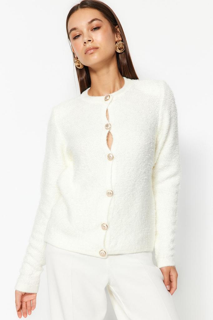 Women's Elegance Style Cardigan Black Soft Textured Accessory Jacket Look Knitwear Cardigan