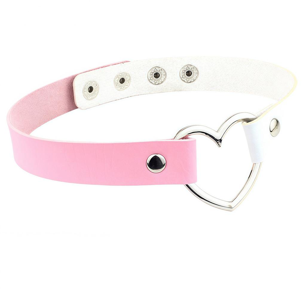 Eco-friendly PU Leather Four-buckle Harajuku Punk Style Love Collarbone Chain Peach Heart Collar Neck Strap Women's Necklace Choker Neck Chain