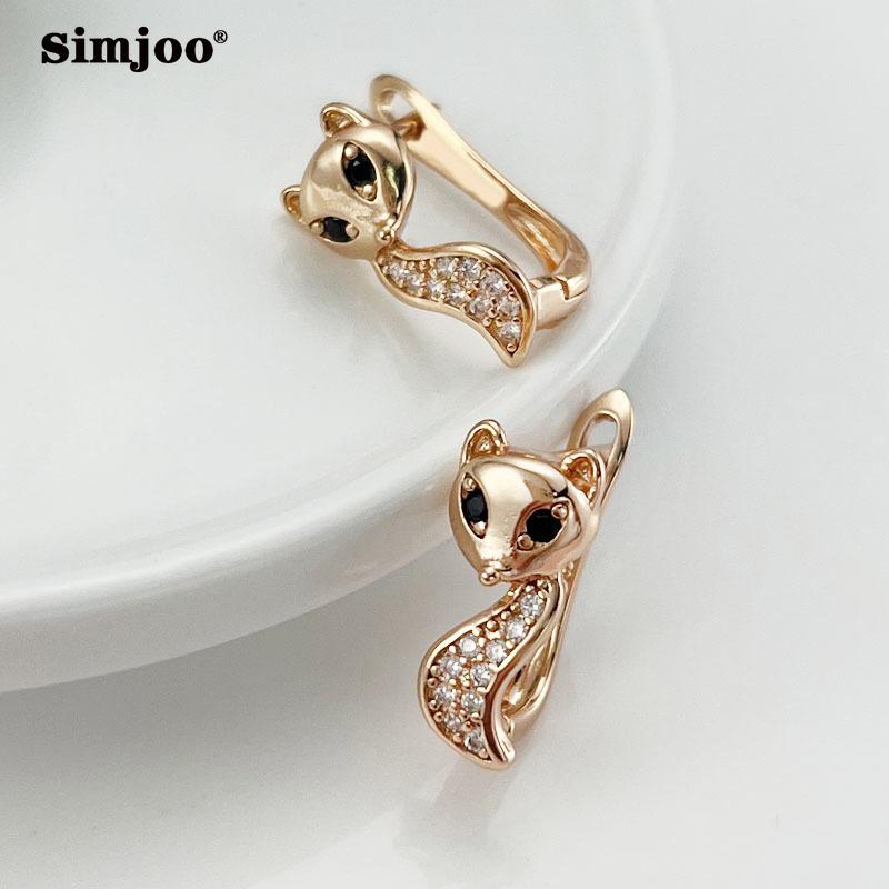 SIMJOO Fashion Cute Cat Fox Zircon Lady Ear Buckles
